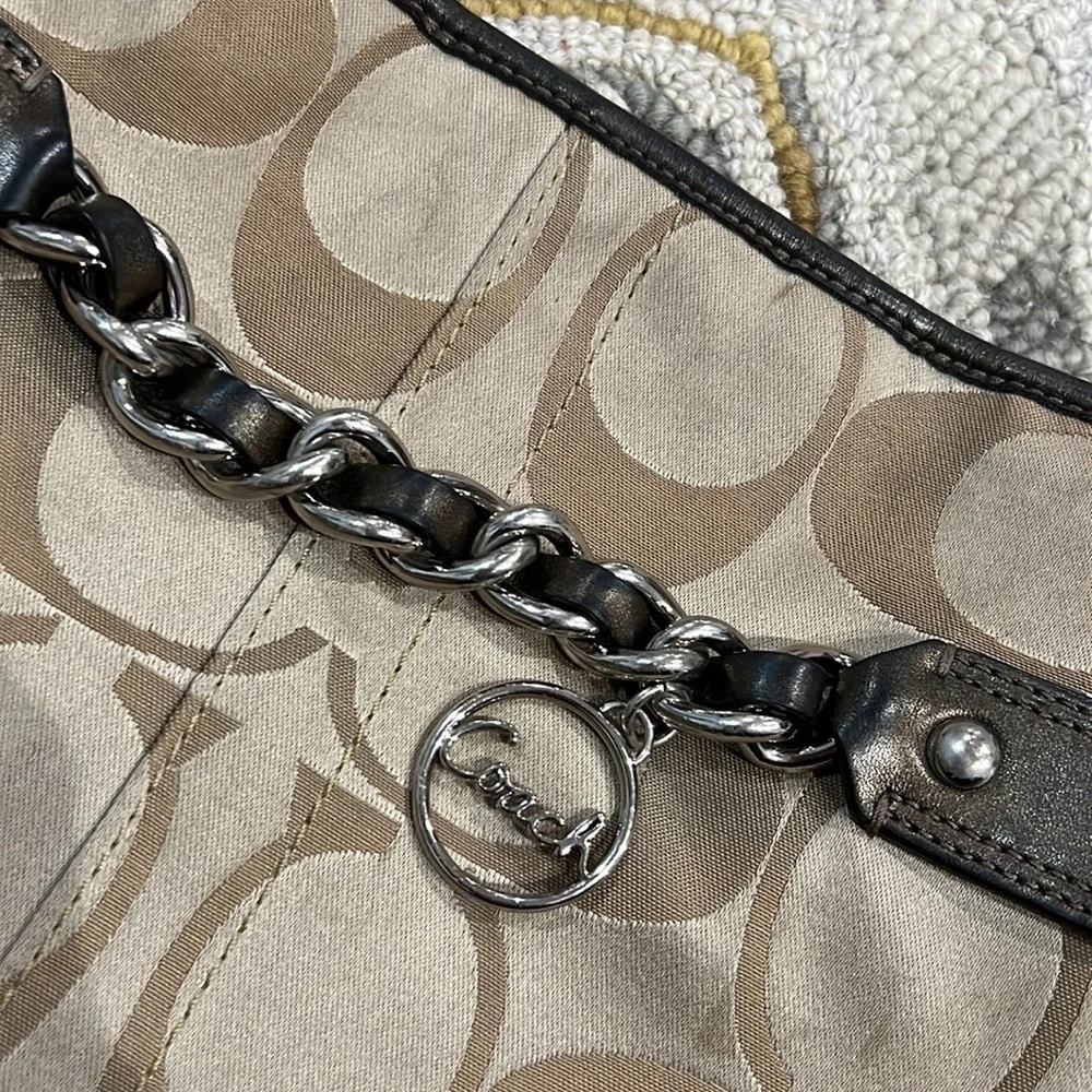 💕Coach metallic gold bronze jacquard medium crossbody bag💕